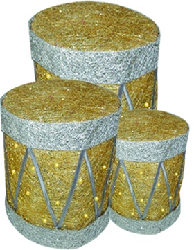 Sisal Lighted Box Drums, 20-30cm