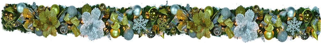 Decorated Garland, 9' x 10"