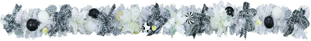 Decorated White Garland, 9' x 10"