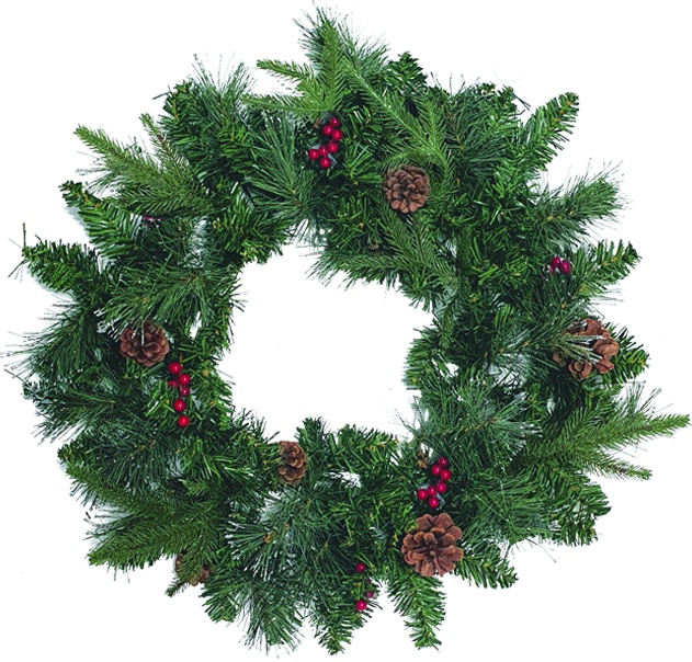 Snow-tipped Wreath with Pinecones and Berries, 24"