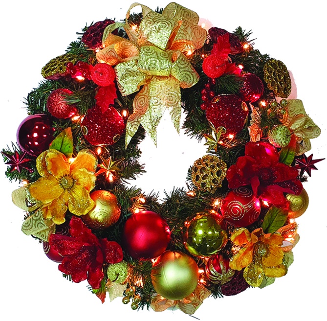 Gold Swirl Bow Decorated Wreath, 30"