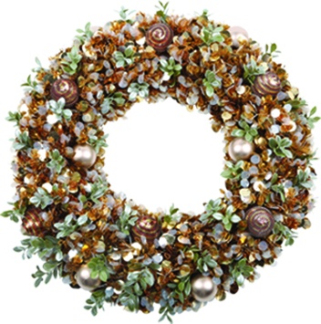 Metallic Foliage Wreath, 45cm