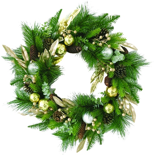 Bauble Wreath with Pinecones, 60cm