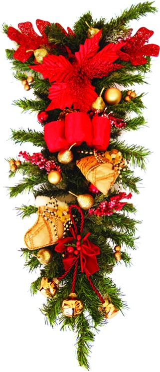 Poinsettia Hanging Swag, 75cm