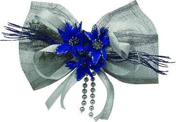 Floral Beaded Sinamay Bow, 20cm