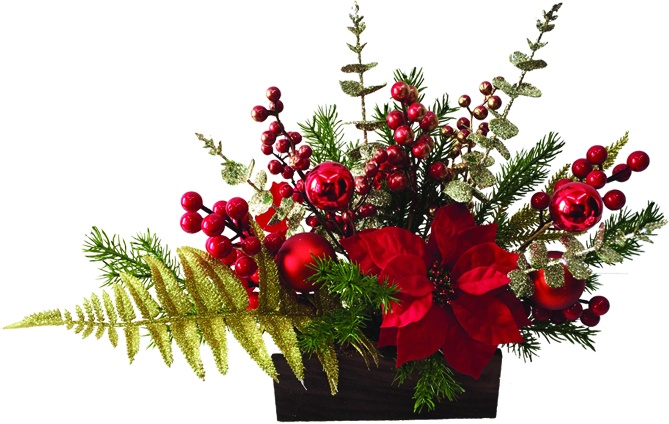 Bauble Poinsettia Centerpiece, 56cm