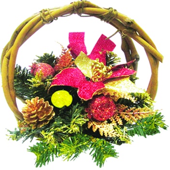 Decorated Rattan Basket, 27cm