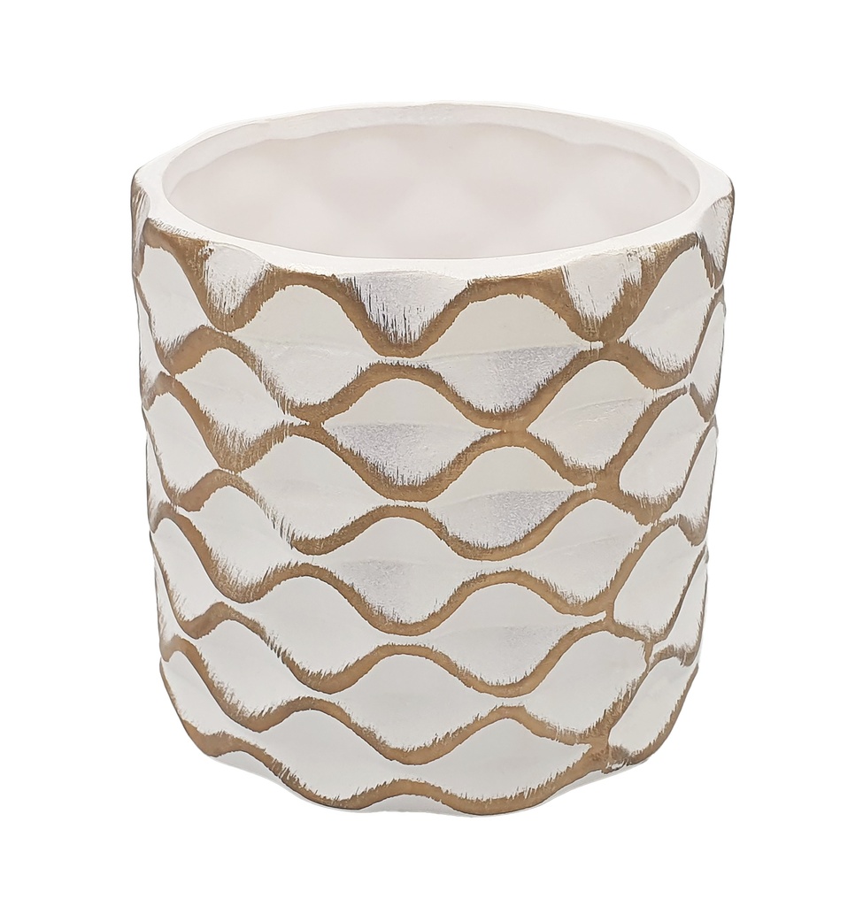 Embossed Ceramic Pot, 10.5cm