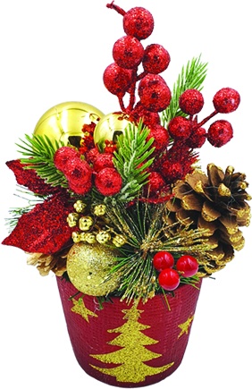Decorated Pot Tree Motif, 10cm