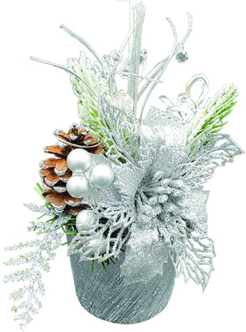 Decorated Pot Snowflake Leaf, 10cm