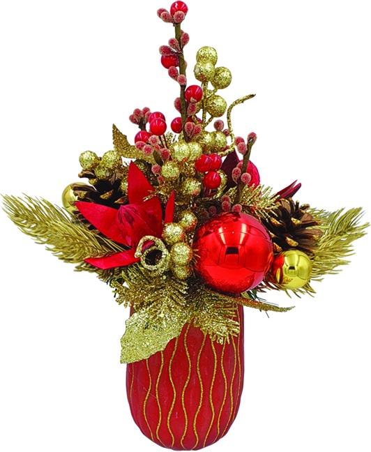 Decorated Pot Berry Bauble, 15cm