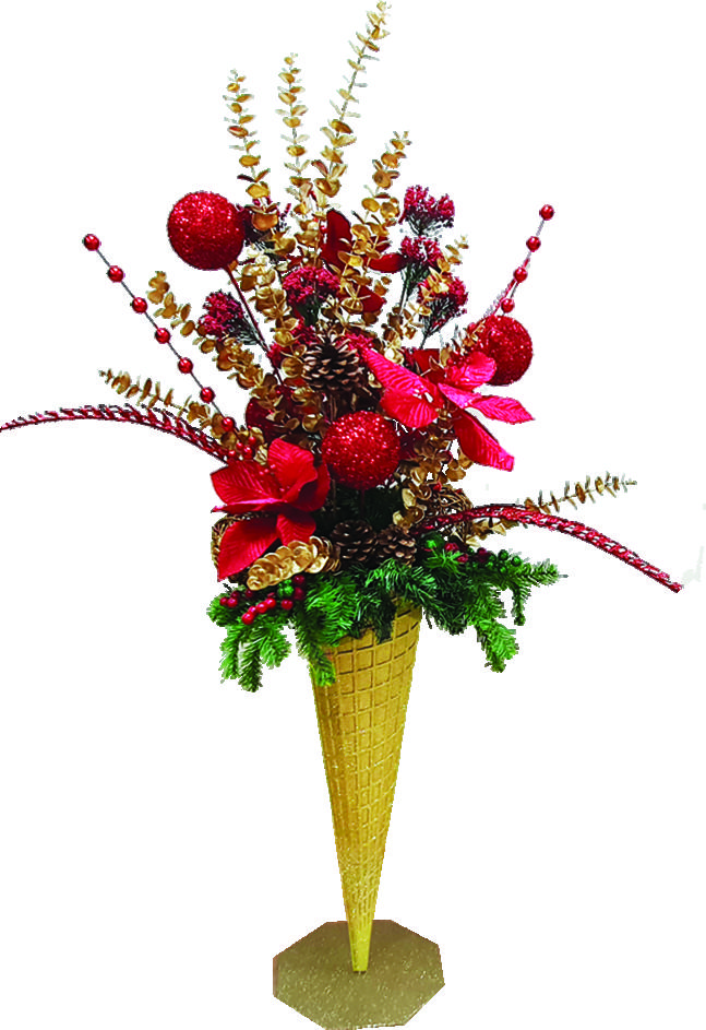 Glittered Decorated Upside-Down Cone Tree, 1.3m