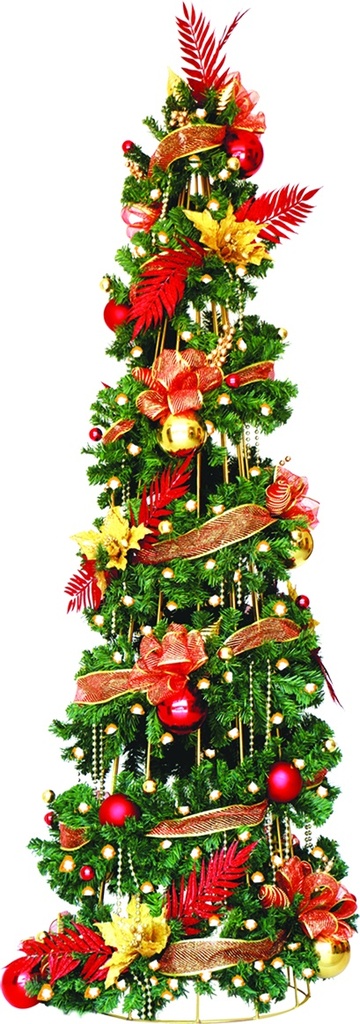 Decorated Metal Cone Tree, 4'