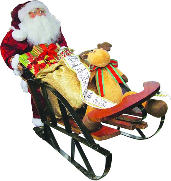 Santa Pushing Sled, 81cm