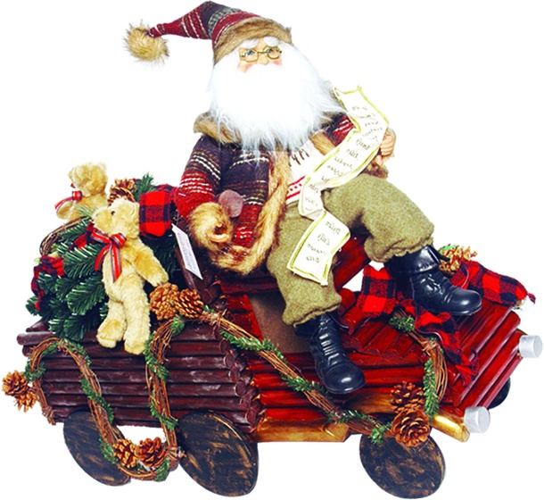 Santa on Cart, 71cm