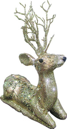 Kneeling Glittered Deer, 26cm