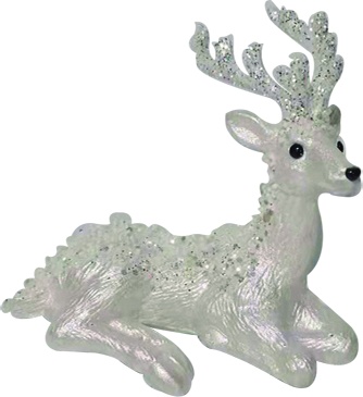 Sitting Deer Glitter Antlers, 19cm