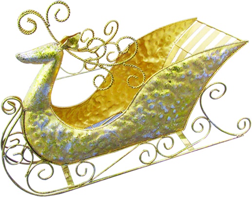 Metal Sleigh with Deer, 55cm