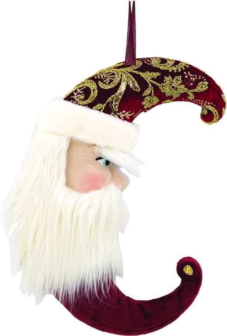 Hanging Curled Hat Santa Face, 30cm