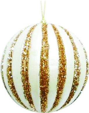 Striped Glitter Bauble, 10cm