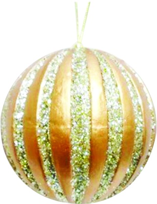Glittered Striped Metallic Ball, 10cm