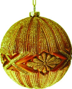 Glitter Ribbed Bauble, 10cm