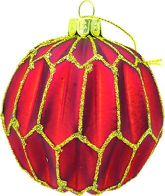 Glittered Ridged Glass Ball, 10cm