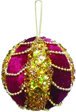 Velvet Glitter  Ball, 10cm