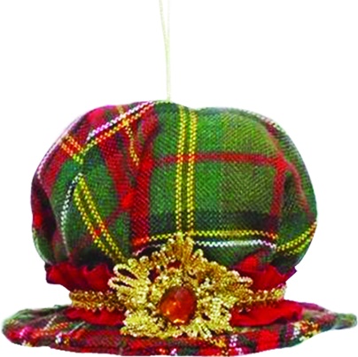 Plaid Hat Ornament, 17cm