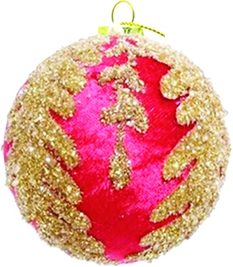 Glittered Velvet Ball, 10cm