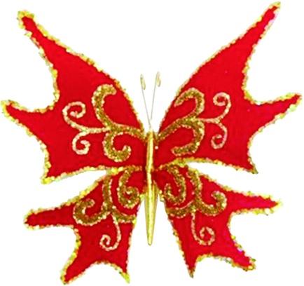 Glittered Velvet Butterfly Clip-on, 20cm