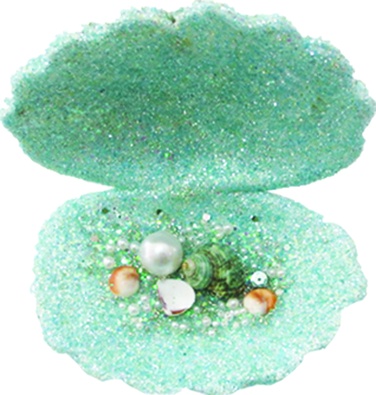Oyster Shell with Pearls, 14cm