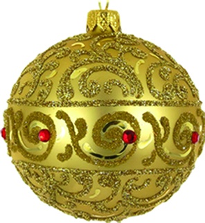 Glittered Glass Bauble, 8cm