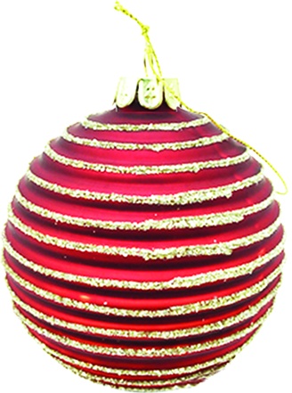 Glittered Striped Glass Ball, 10cm
