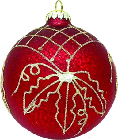 Holly Lattice Glass Ball, 12cm
