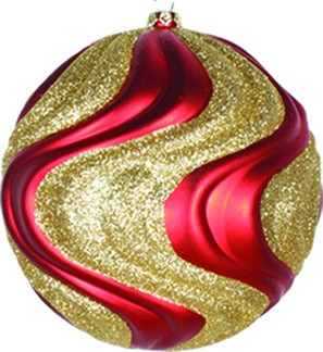 Glittered Wavy Ribbed Ball, 12cm