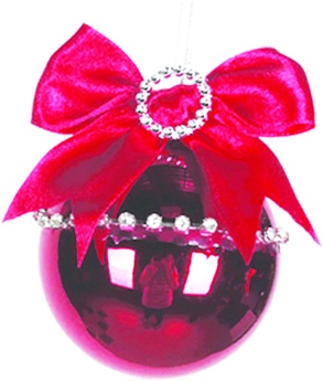 Studded Bauble With Bow, 8cm