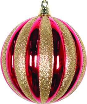 Glittered Striped Shiny Ball, 10cm