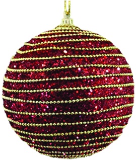 Beaded Stripe Sequin Ball, 8cm