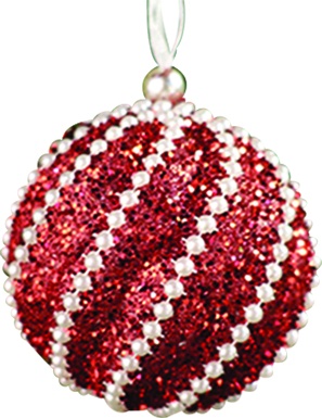 Sequin Candy Stripe Ball, 10cm