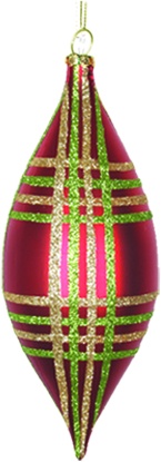Glittered Plaid Striped Teardrop, 18cm