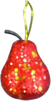 Glittered Stemmed Pear, 5cm