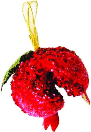 Pomegranate with Leaf, 12cm