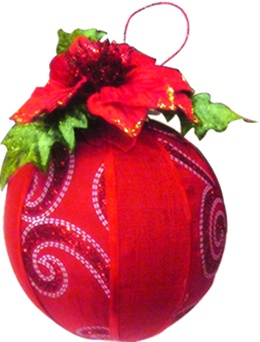 Fabric Ball Ornament, 8cm