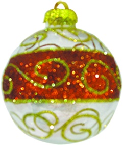 Clear Scroll Banded Glass Ball, 8cm