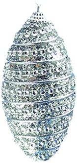 Striped Oval with Rhinestones, 11cm