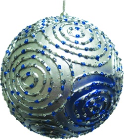 Foil Jewel Ball Rose Scroll, 9cm
