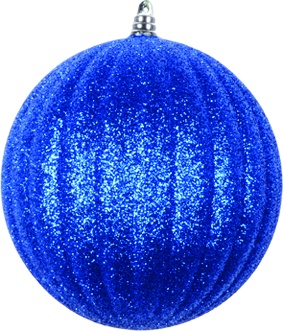 Glittered Ribbed Striped Ball, 12cm