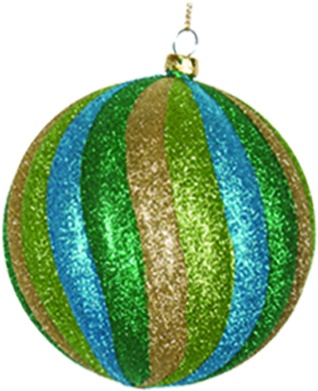 Glittered Swirl Striped Ribbed Ball, 10cm