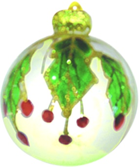 Holly Design Ball, 8cm